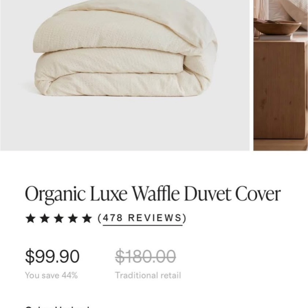 Quince undyed Waffle Texture Duvet Cover